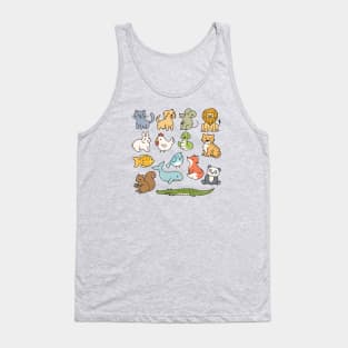 Cute Baby Animals Doodle Drawing Tank Top